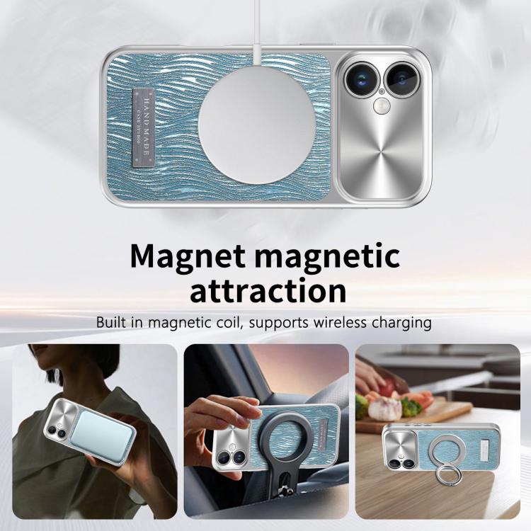 For iPhone 16 Flowing Water Ripple Magnetic Shockproof Phone Case