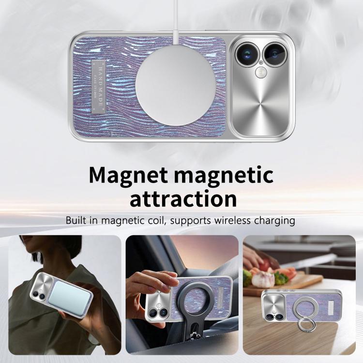 For iPhone 16 Flowing Water Ripple Magnetic Shockproof Phone Case