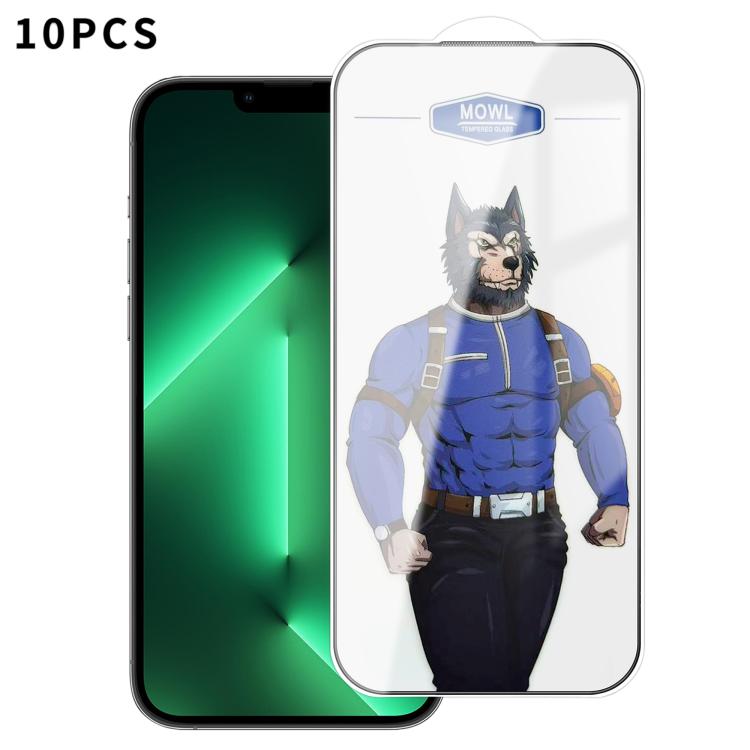 For iPhone 13 Pro 10pcs MOWL Explosion-Proof Anti-Fingerprint HD Tempered Glass Film