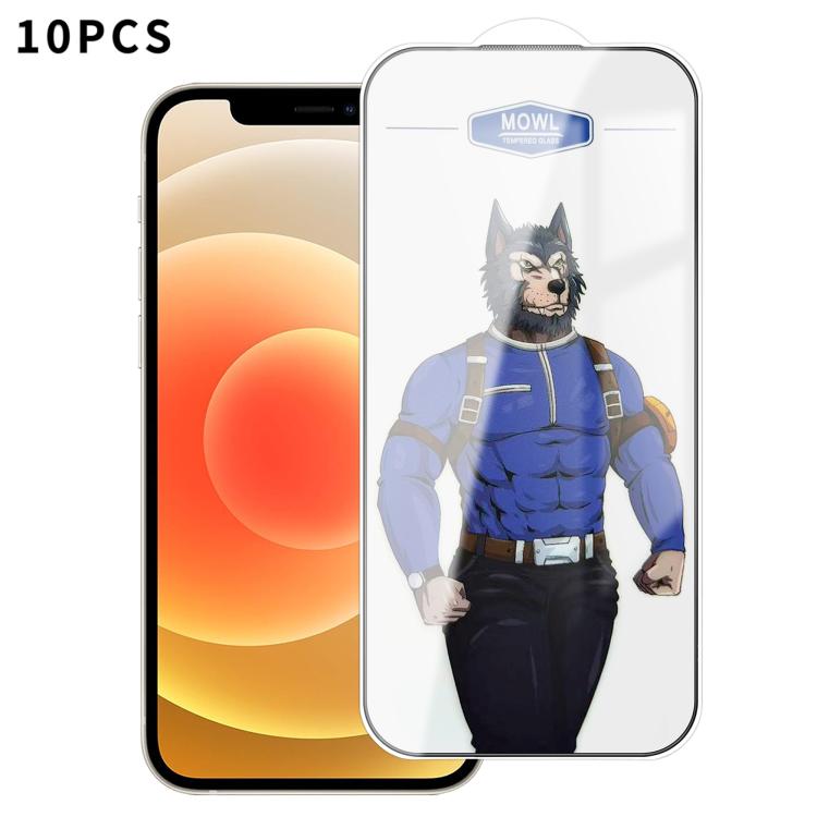 For iPhone 12 10pcs MOWL Explosion-Proof Anti-Fingerprint HD Tempered Glass Film