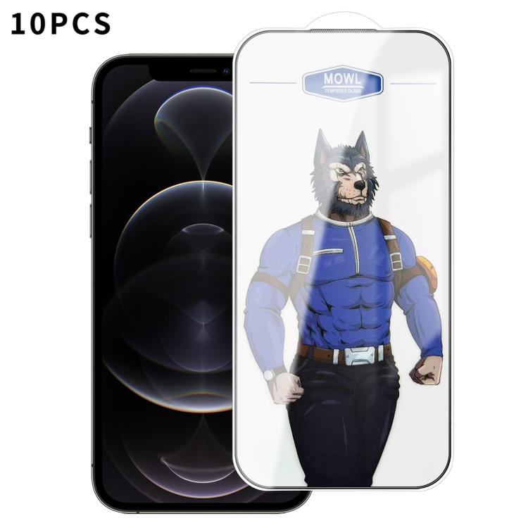 For iPhone 12 Pro Max 10pcs MOWL Explosion-Proof Anti-Fingerprint HD Tempered Glass Film