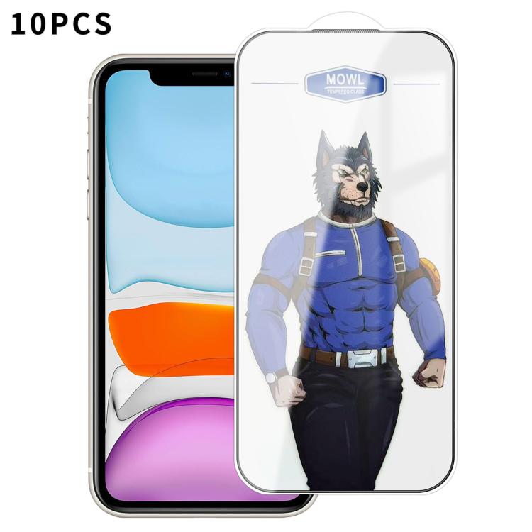 For iPhone 11 10pcs MOWL Explosion-Proof Anti-Fingerprint HD Tempered Glass Film