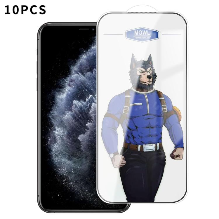For iPhone 11 Pro 10pcs MOWL Explosion-Proof Anti-Fingerprint HD Tempered Glass Film