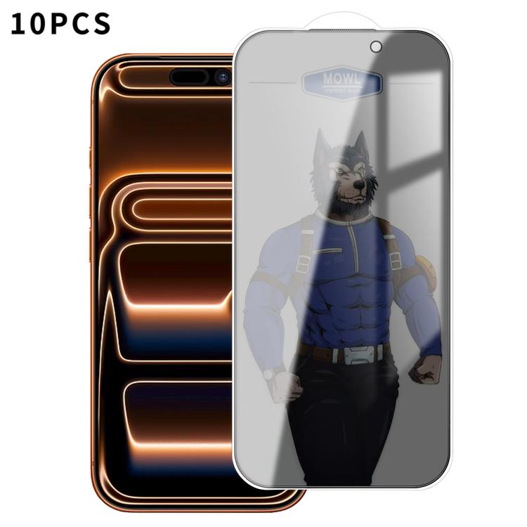 For iPhone 17 Pro 10pcs MOWL Explosion-Proof Anti-Fingerprint Privacy Tempered Glass Film