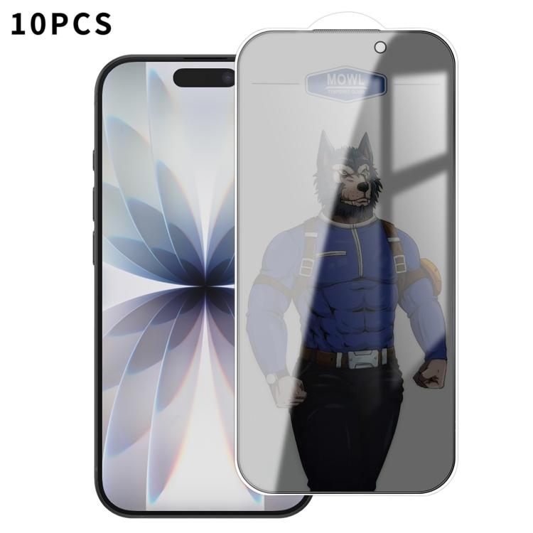 For iPhone 17 10pcs MOWL Explosion-Proof Anti-Fingerprint Privacy Tempered Glass Film