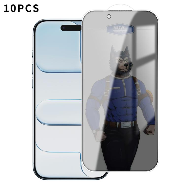 For iPhone Air 10pcs MOWL Explosion-Proof Anti-Fingerprint Privacy Tempered Glass Film