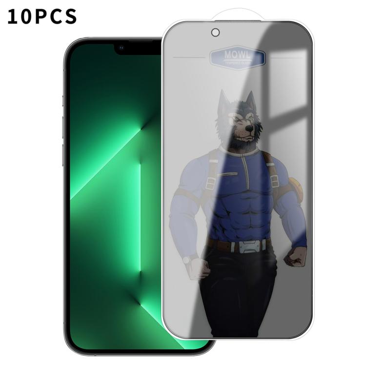 For iPhone 13 Pro 10pcs MOWL Explosion-Proof Anti-Fingerprint Privacy Tempered Glass Film