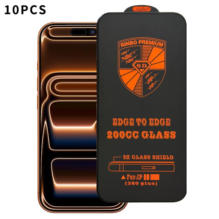 For iPhone 17 Pro 10pcs 200CC 6D Anti-Static Screen Printing HD Tempered Glass Flim