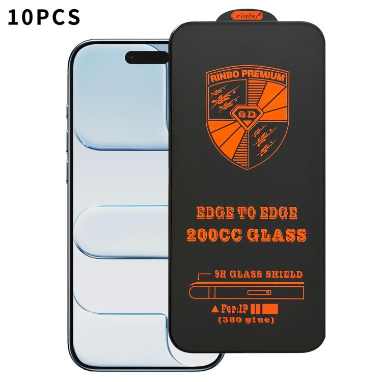 For iPhone Air 10pcs 200CC 6D Anti-Static Screen Printing HD Tempered Glass Flim