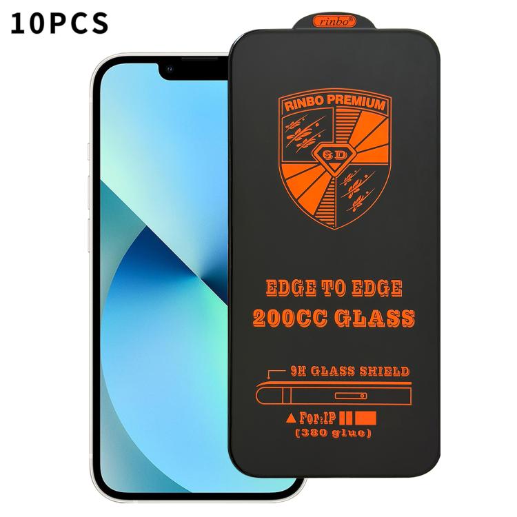 For iPhone 13 10pcs 200CC 6D Anti-Static Screen Printing HD Tempered Glass Flim