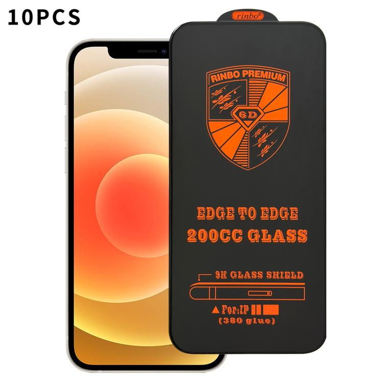 For iPhone 12 10pcs 200CC 6D Anti-Static Screen Printing HD Tempered Glass Flim