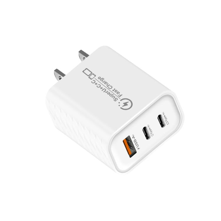 949-2C1A PD25W Type-C x 2, USB 3.0 Multi Compatible Protocol Charger, US Plug