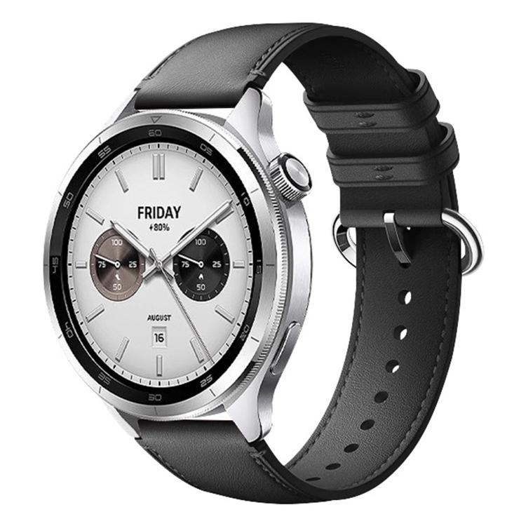 For Xiaomi Watch S4 Solid Color Round Buckle Genuine Leather Watch Band