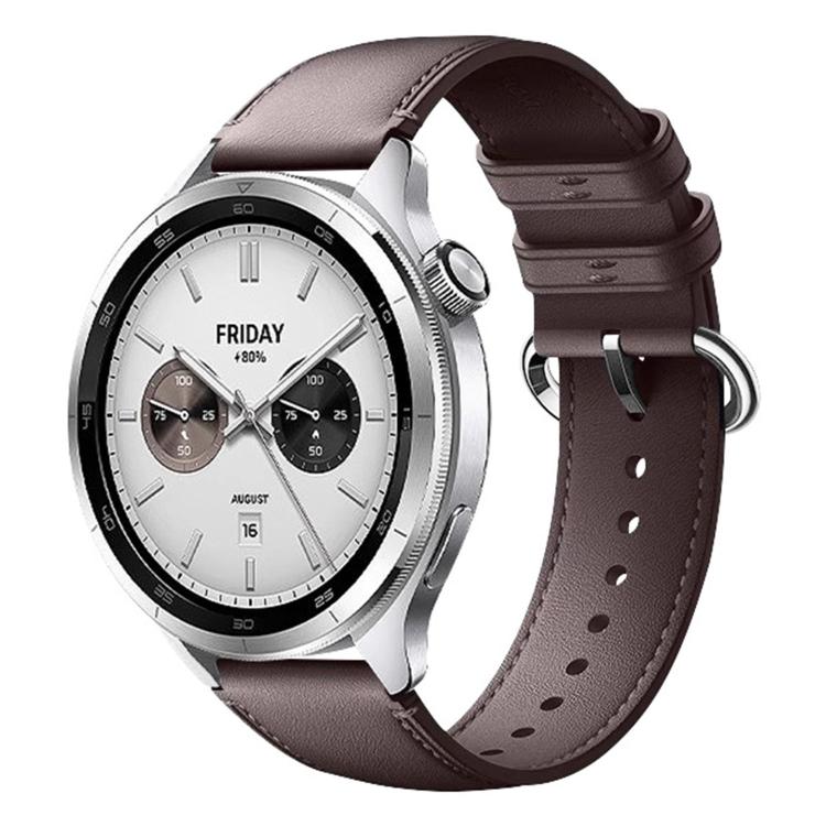 For Xiaomi Watch S4 Solid Color Round Buckle Genuine Leather Watch Band