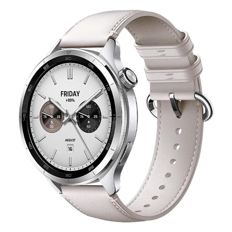 For Xiaomi Watch S4 Solid Color Round Buckle Genuine Leather Watch Band