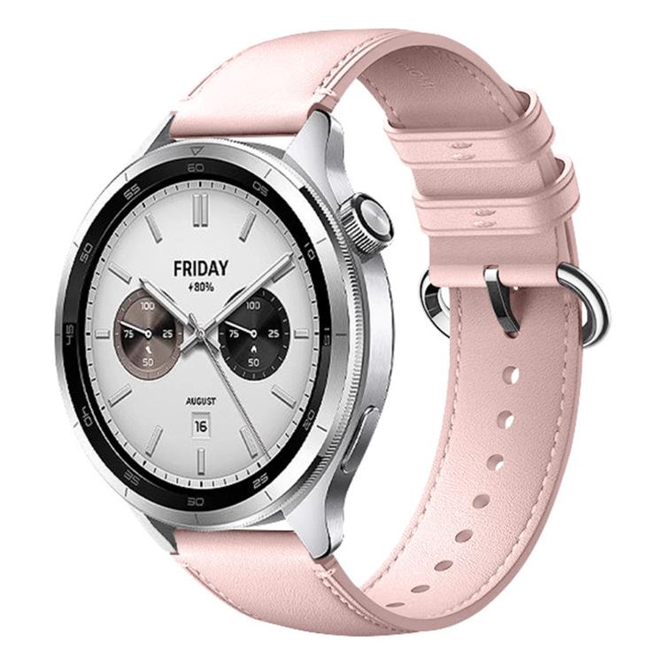 For Xiaomi Watch S4 Solid Color Round Buckle Genuine Leather Watch Band