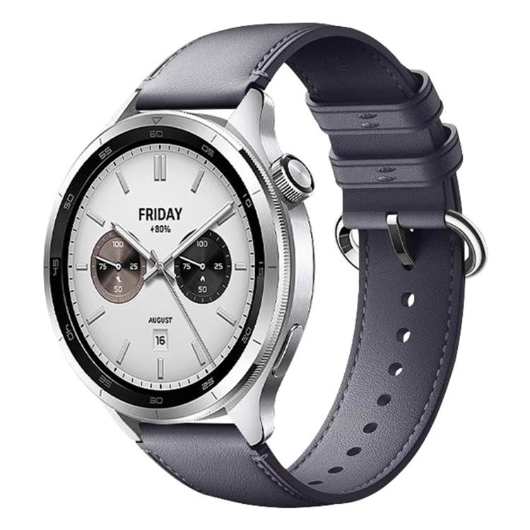 For Xiaomi Watch S4 Solid Color Round Buckle Genuine Leather Watch Band