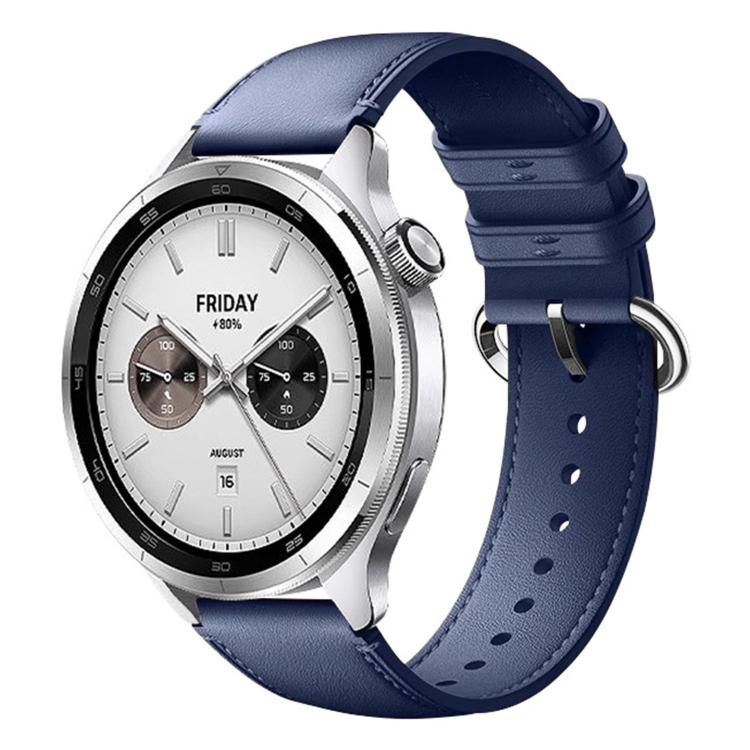 For Xiaomi Watch S4 Solid Color Round Buckle Genuine Leather Watch Band