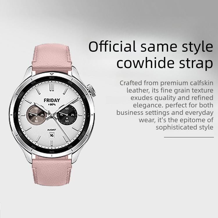For Xiaomi Watch S4 Solid Color Round Buckle Genuine Leather Watch Band
