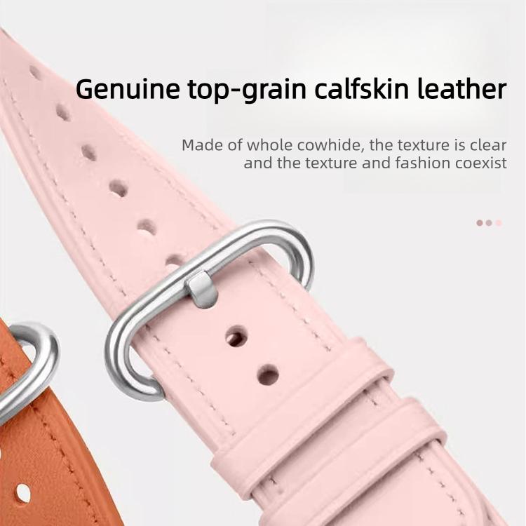 For Xiaomi Watch S4 Solid Color Round Buckle Genuine Leather Watch Band