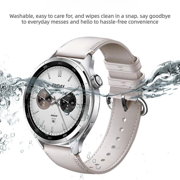 For Xiaomi Watch S4 Solid Color Round Buckle Genuine Leather Watch Band