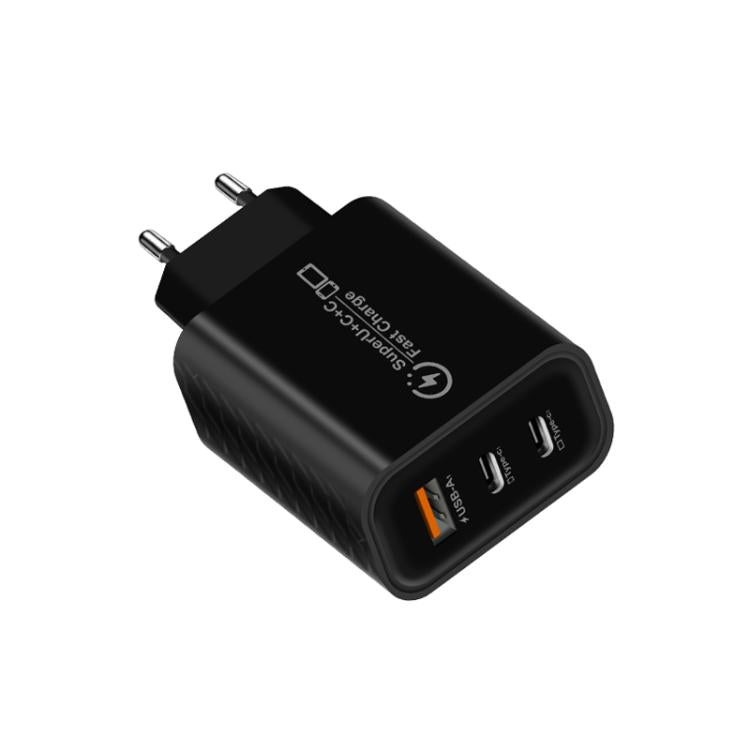 949-2C1A PD25W Type-C x 2, USB 3.0 Multi Compatible Protocol Charger, EU Plug