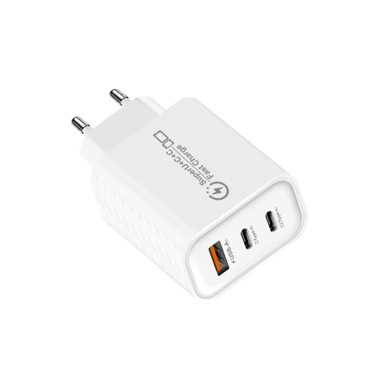 949-2C1A PD25W Type-C x 2, USB 3.0 Multi Compatible Protocol Charger, EU Plug