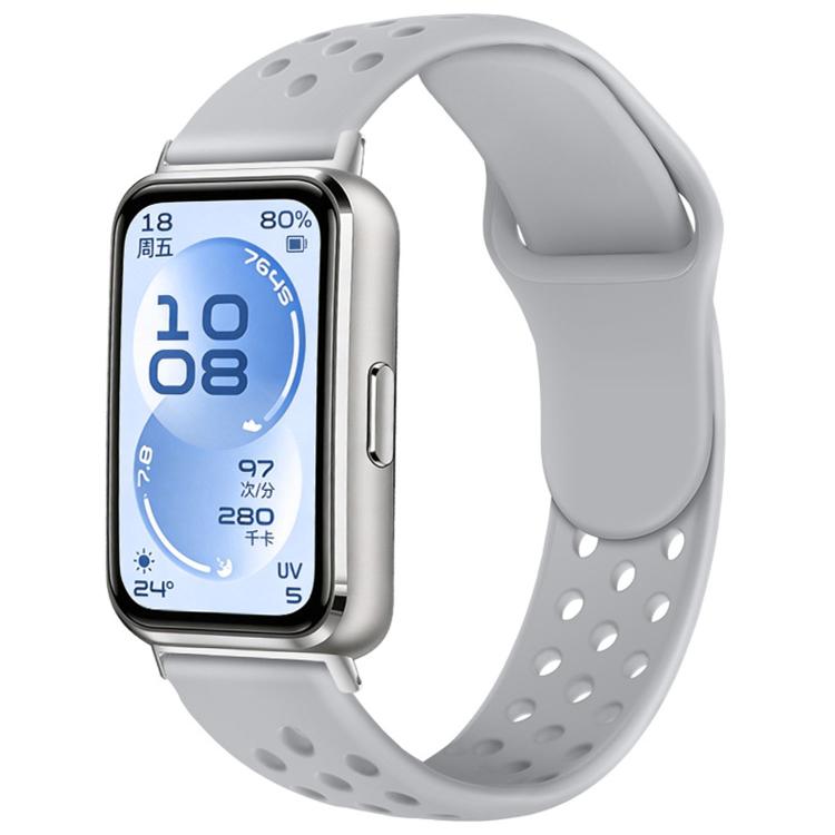 For Huawei Band 11 / Band 11 Pro Perforated Design Solid Color Reverse Buckle Silicone Watch Band