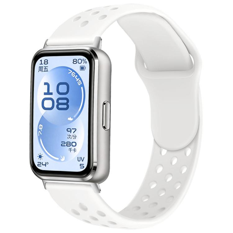 For Huawei Band 11 / Band 11 Pro Perforated Design Solid Color Reverse Buckle Silicone Watch Band