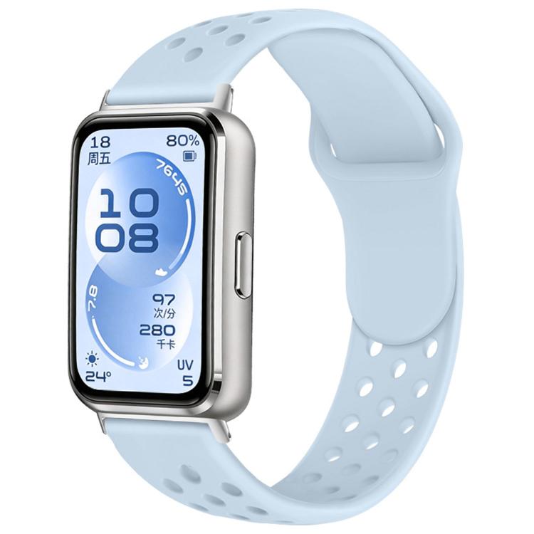 For Huawei Band 11 / Band 11 Pro Perforated Design Solid Color Reverse Buckle Silicone Watch Band