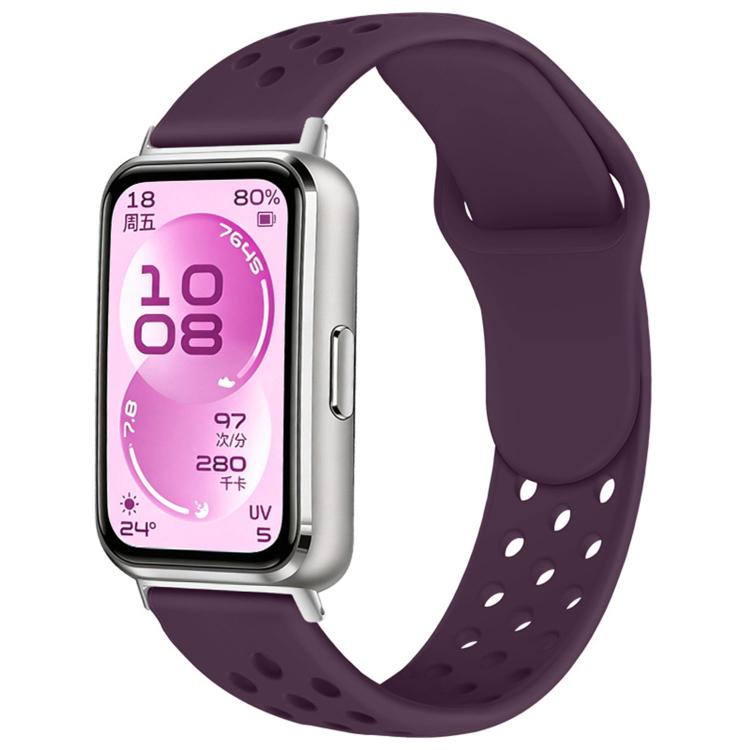 For Huawei Band 11 / Band 11 Pro Perforated Design Solid Color Reverse Buckle Silicone Watch Band