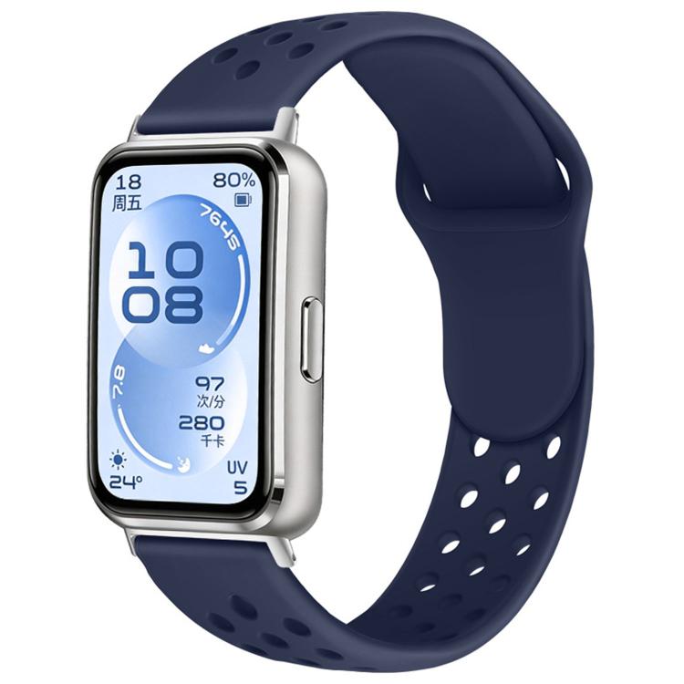 For Huawei Band 11 / Band 11 Pro Perforated Design Solid Color Reverse Buckle Silicone Watch Band