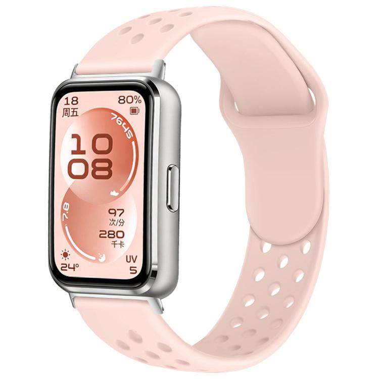 For Huawei Band 11 / Band 11 Pro Perforated Design Solid Color Reverse Buckle Silicone Watch Band