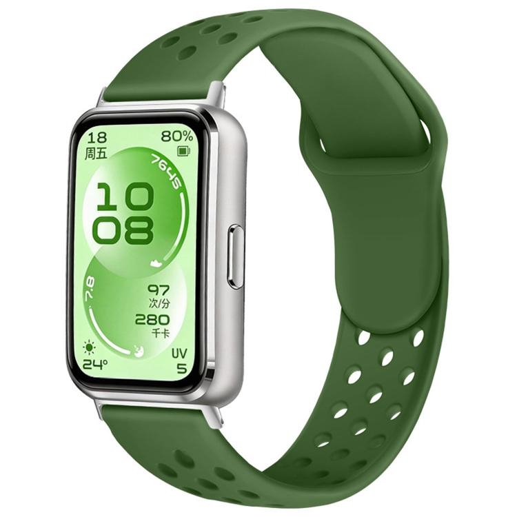 For Huawei Band 11 / Band 11 Pro Perforated Design Solid Color Reverse Buckle Silicone Watch Band