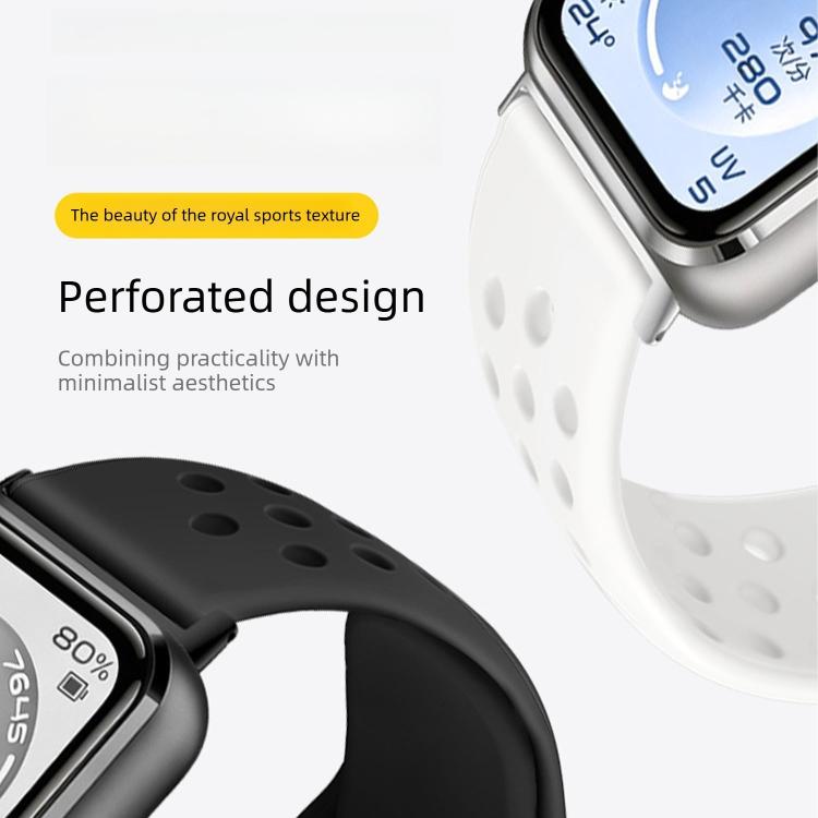 For Huawei Band 11 / Band 11 Pro Perforated Design Solid Color Reverse Buckle Silicone Watch Band