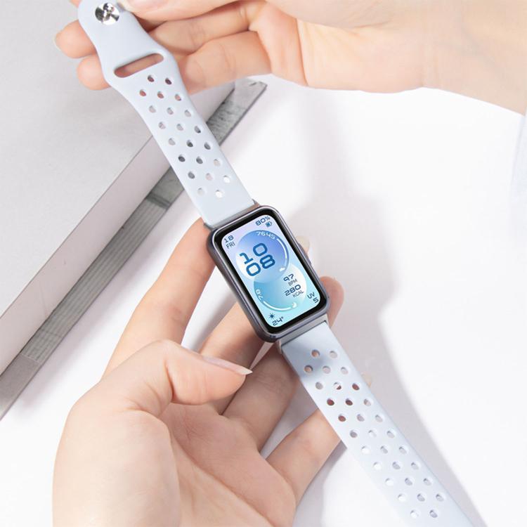 For Huawei Band 11 / Band 11 Pro Perforated Design Solid Color Reverse Buckle Silicone Watch Band
