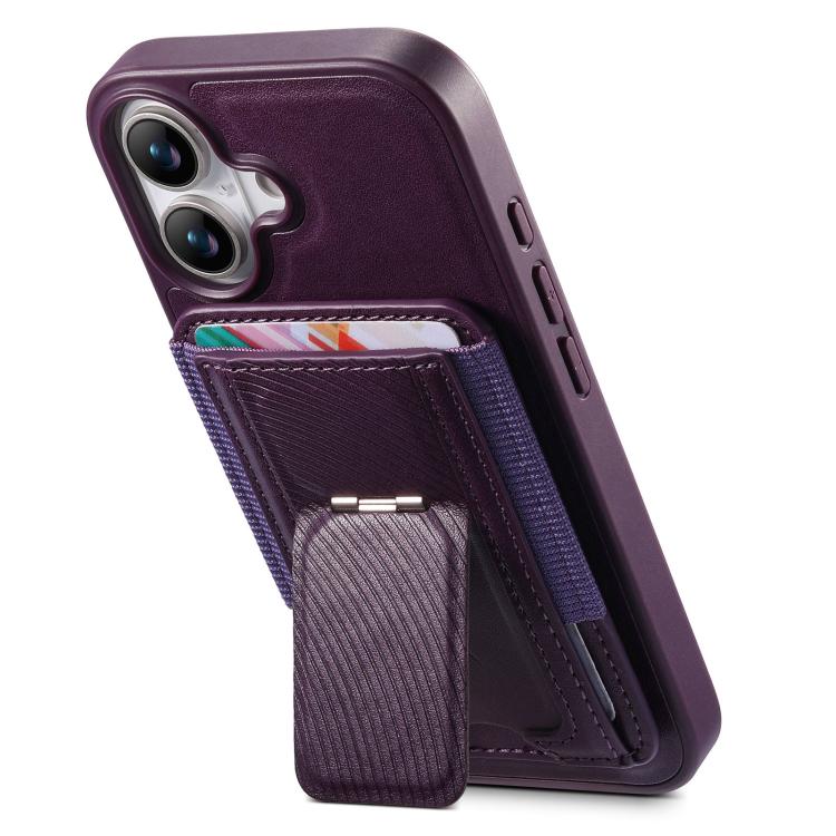 For iPhone 16 CaseNeo Fold Holder Retro Elastic Card Bag Magnetic Back Phone Case