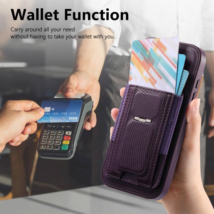 For iPhone 16 CaseNeo Fold Holder Retro Elastic Card Bag Magnetic Back Phone Case