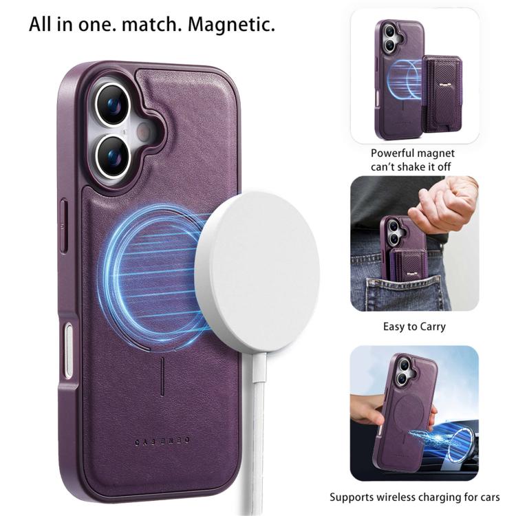 For iPhone 16 CaseNeo Fold Holder Retro Elastic Card Bag Magnetic Back Phone Case