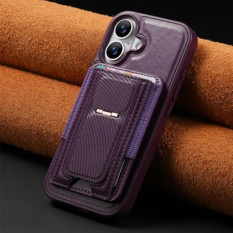For iPhone 16 CaseNeo Fold Holder Retro Elastic Card Bag Magnetic Back Phone Case