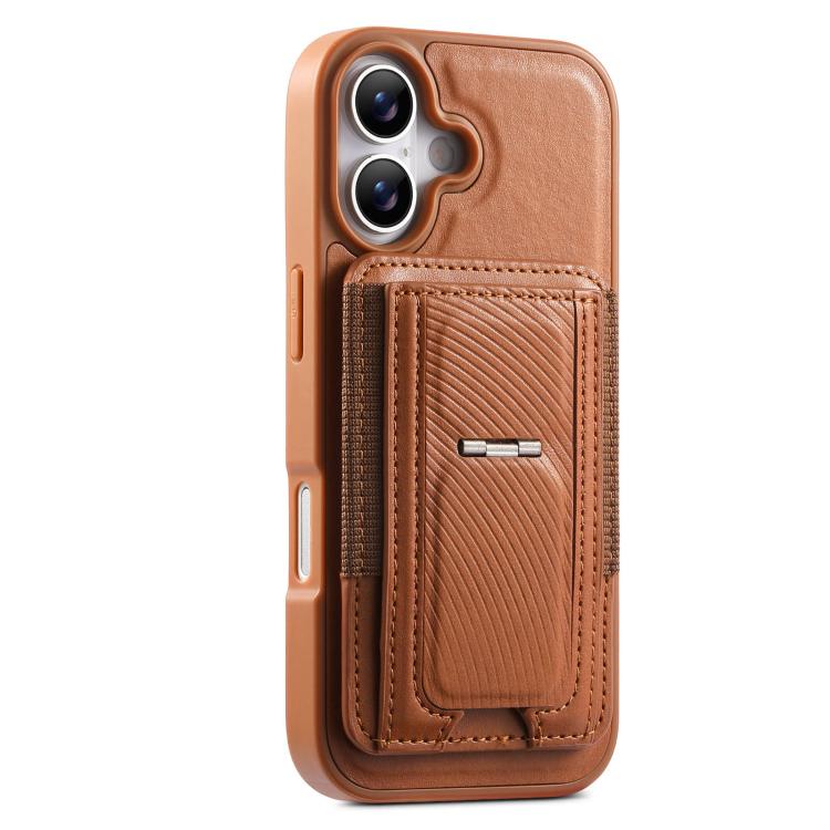 For iPhone 16 CaseNeo Fold Holder Retro Elastic Card Bag Magnetic Back Phone Case