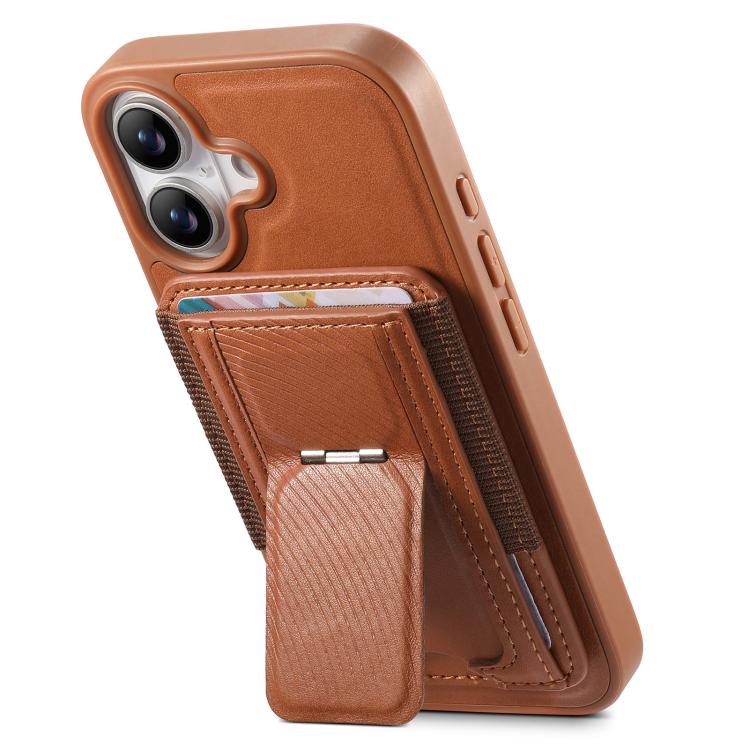 For iPhone 16 CaseNeo Fold Holder Retro Elastic Card Bag Magnetic Back Phone Case