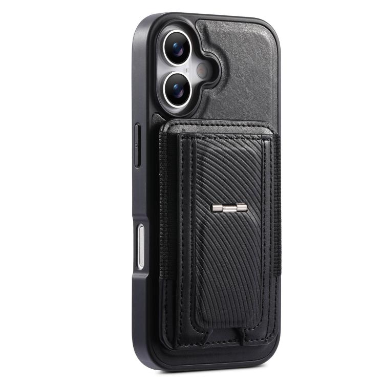 For iPhone 16 CaseNeo Fold Holder Retro Elastic Card Bag Magnetic Back Phone Case