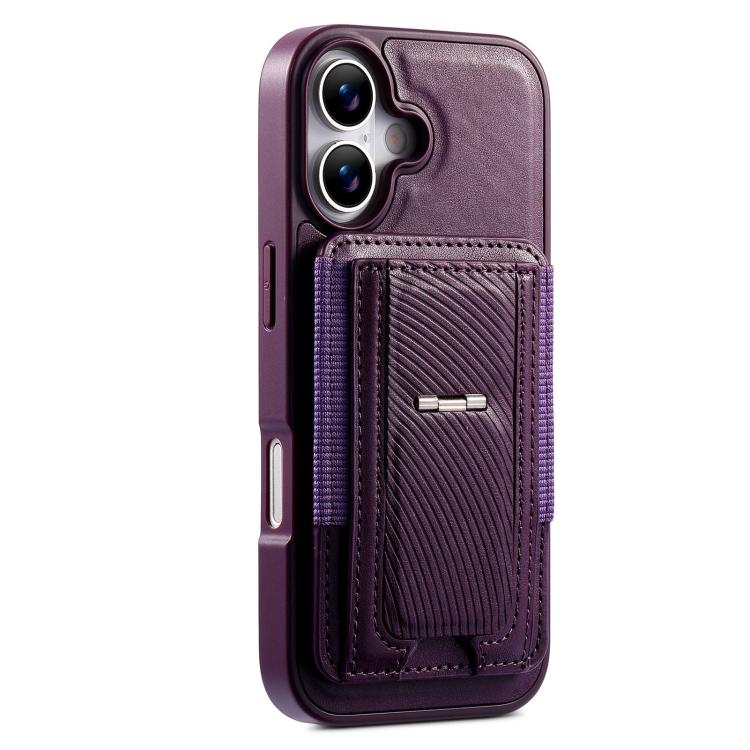 For iPhone 16 Plus CaseNeo Fold Holder Retro Elastic Card Bag Magnetic Back Phone Case
