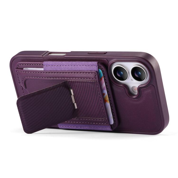 For iPhone 16 Plus CaseNeo Fold Holder Retro Elastic Card Bag Magnetic Back Phone Case
