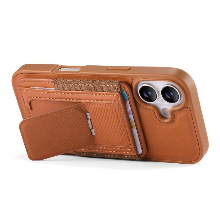 For iPhone 16 Plus CaseNeo Fold Holder Retro Elastic Card Bag Magnetic Back Phone Case