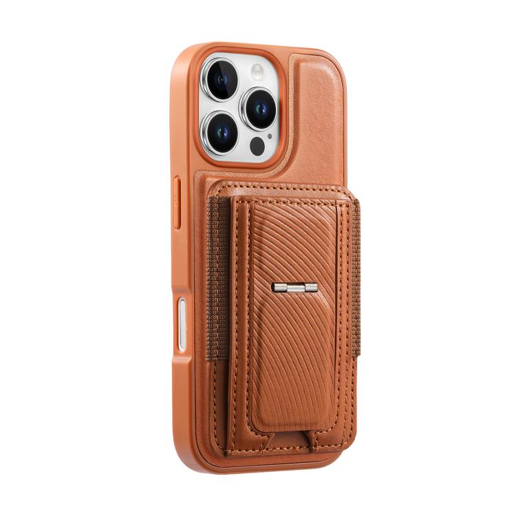 For iPhone 16 Pro CaseNeo Fold Holder Retro Elastic Card Bag Magnetic Back Phone Case