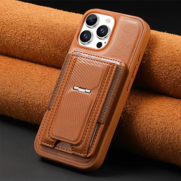 For iPhone 16 Pro CaseNeo Fold Holder Retro Elastic Card Bag Magnetic Back Phone Case