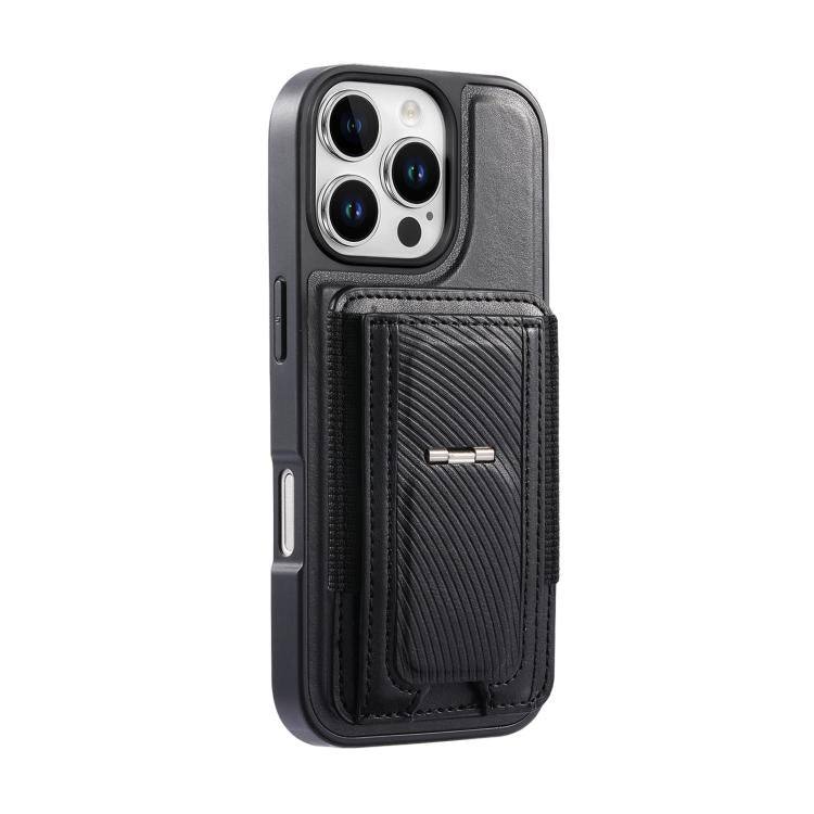 For iPhone 16 Pro CaseNeo Fold Holder Retro Elastic Card Bag Magnetic Back Phone Case