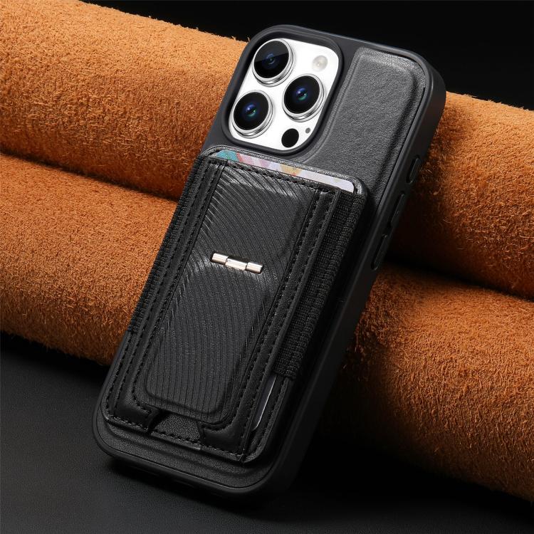 For iPhone 16 Pro Max CaseNeo Fold Holder Retro Elastic Card Bag Magnetic Back Phone Case